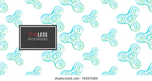 green fidget spinner. Vector hand drawn fashion illustration on white background in watercolor style