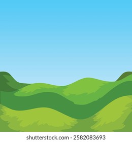 A green field with a blue sky and clouds Premium AI-generated vector