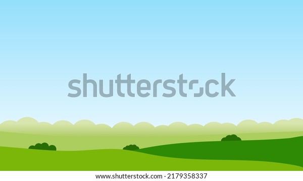 Green Field Blue Sky Landscape Scene Stock Vector (Royalty Free ...