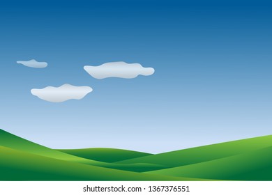 green field with clear sky. grass mountain. 