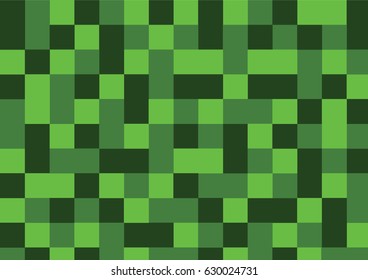 Green field with different squares and rectangles.
