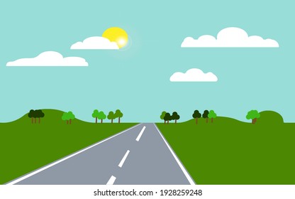 Similar Images, Stock Photos & Vectors of Cartoon Landscape Road In The ...