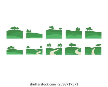 Green Field Illustration Element Set 