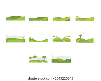 Conjunto de elementos de ilustración de campo verde 