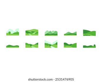 Green Field Landscape Nature Set 