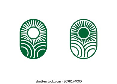 green field logo with shining sun green color on white background