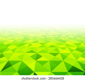 Green field triangular background. Vector illustration. 