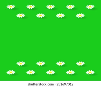 green field with white daisies