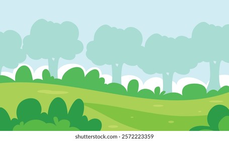 Green Fields Landscape with Bright Color Blue Sky