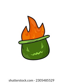 green fiery vessel character vector