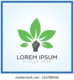 Green fighter Leaf tree Logo Template In Modern Creative Minimal Style Vector Design