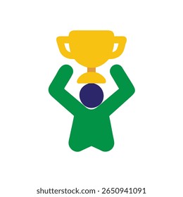 Green figure holding up a golden trophy on a Brazil Proclamação da Republica person