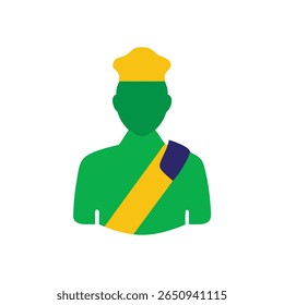 Green figure with yellow hat sash representing Brazil Proclamação da Republica on