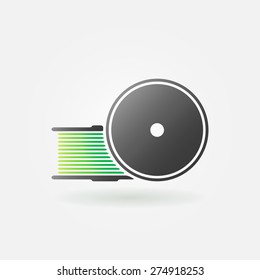 Green filament for 3D Printer icon or logo - vector 3D printing symbol