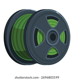 Filamento verde em um carretel para impressora 3d mostrando tecnologia moderna