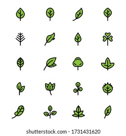 Green filled icon. Leaf icon sets variations. Ready to use for website, mobile app, presentation and any other projects.