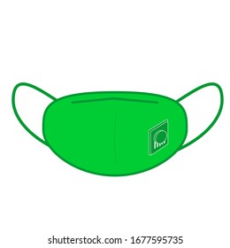 Green filtering face mask isolated on white background. 