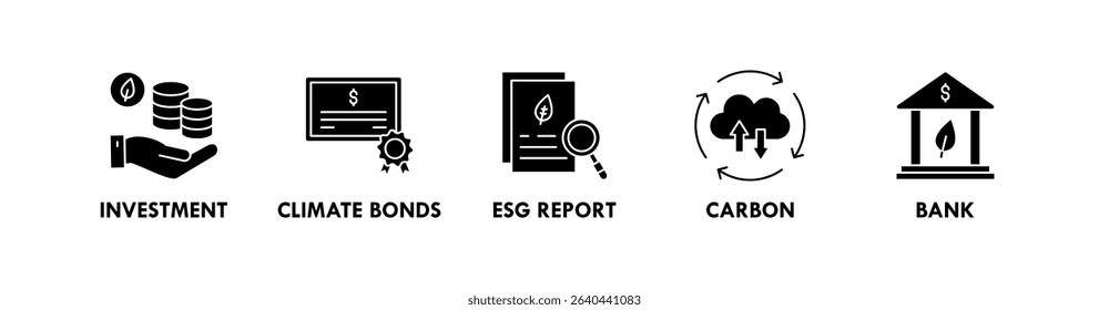 Green Finance banner web icon vector illustration concept with icon of investment, climate bonds, esg report, carbon, and bank