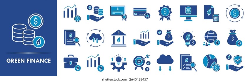 Green Finance icon collection set. Containing design business, green, finance, environment, eco