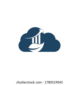 Green finance leaf cloud shape concept logo template with profit bar. Business investment logo