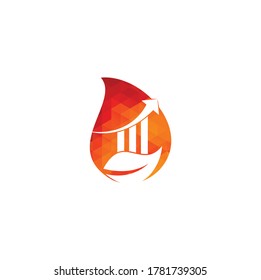 Green Finance Blatt Dropform Logo-Vorlage mit Gewinnleiste. Logo für Unternehmensinvestitionen