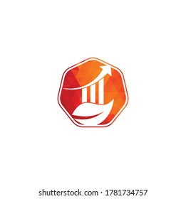 Green finance leaf logo template with profit bar. Business investment logo