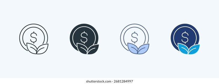 Colección de ícono de estilo múltiple de finanzas verdes