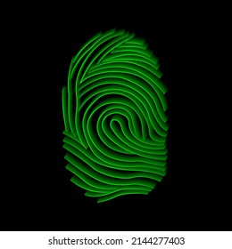 Green Fingerprint In 3D Style