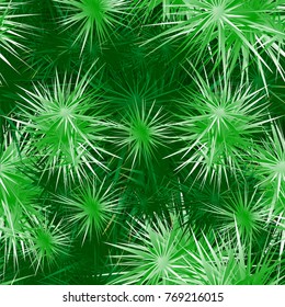 Green fir branches with needles. Seamless vector pattern.
