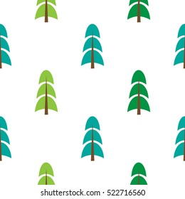 Green fir seamless pattern on white background. Print textile decor for gift paper. Merry Christmas trees