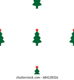 Green fir tree with red star as seamless vector