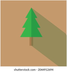 green fir tree vector with silhouette