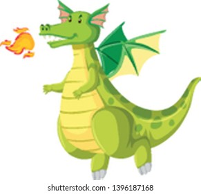 green fire breathing dragon illustration