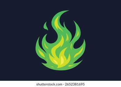 Dibujos animados de elemento ardiente de fuego verde