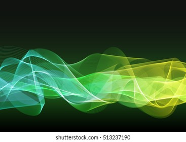 Green fire in a horizontal motion. Black background with green energy.
