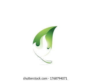Green fire logo design template