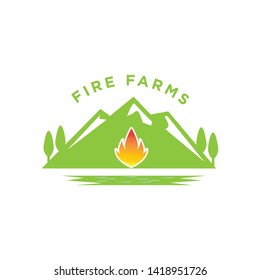 green fire mountain logo design