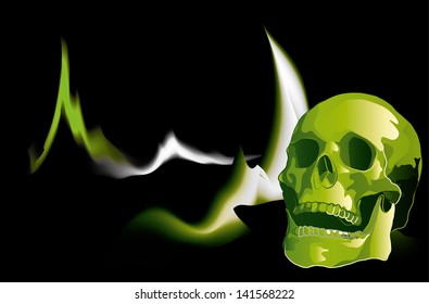 green fire scull vector background