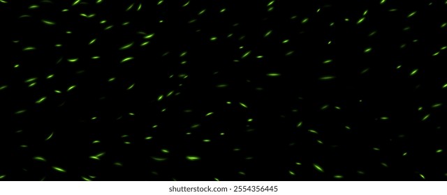 Green fire sparks, abstract glowing embers, heat sparkles, flying flame cinder.