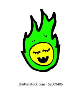 desenho animado verde com bola de fogo