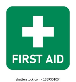 Green First Aid Symbol mit Cross. Vektorbild.