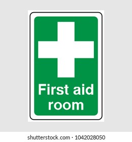 Green First Aid Room Sign.