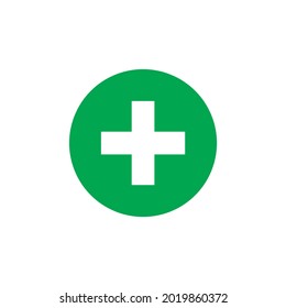 Signo verde de primeros auxilios aislado en fondo blanco
