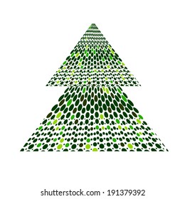 green fir-tree circle on a white background. Vector 