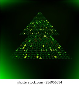  green fir-tree circles. Vector