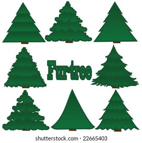 Green fir-trees on a white background
