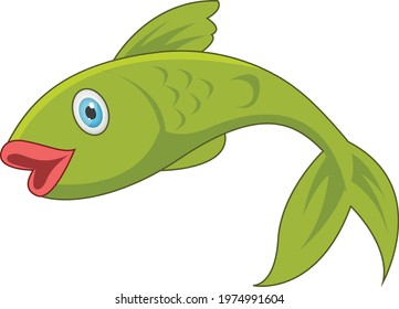 Green Fish cartoon vector art and illustration