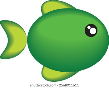 a green fish with a cute body