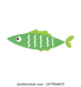 Green fish flat vector illustration isolated on white background. Aquarium fish. Tropic sea life. Underwater design element.