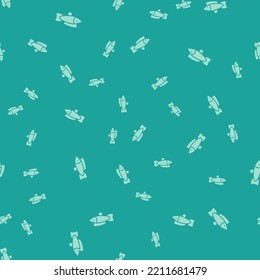 Green Fish icon isolated seamless pattern on green background.  Vector